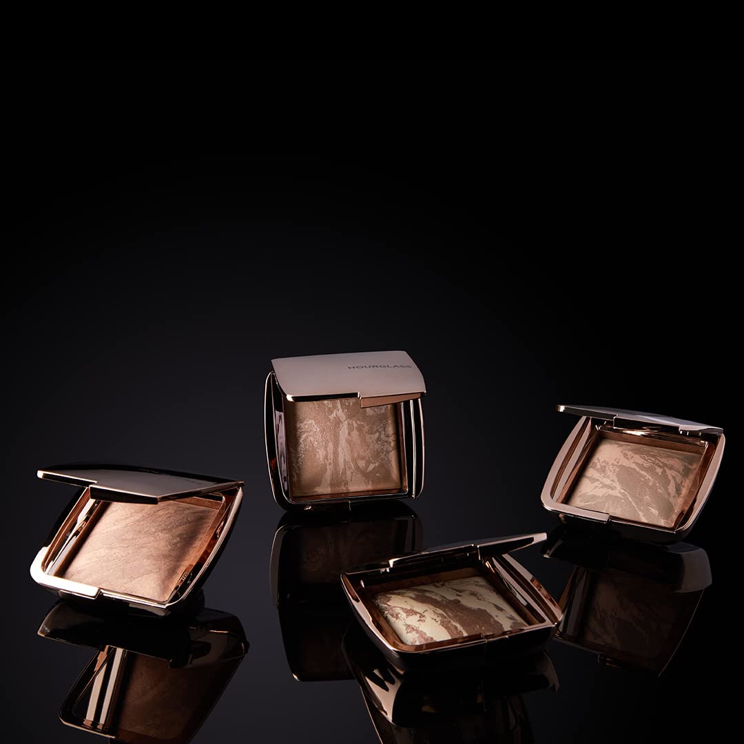 Close-up of Hourglass bronzer pan showing textured finish and blendability