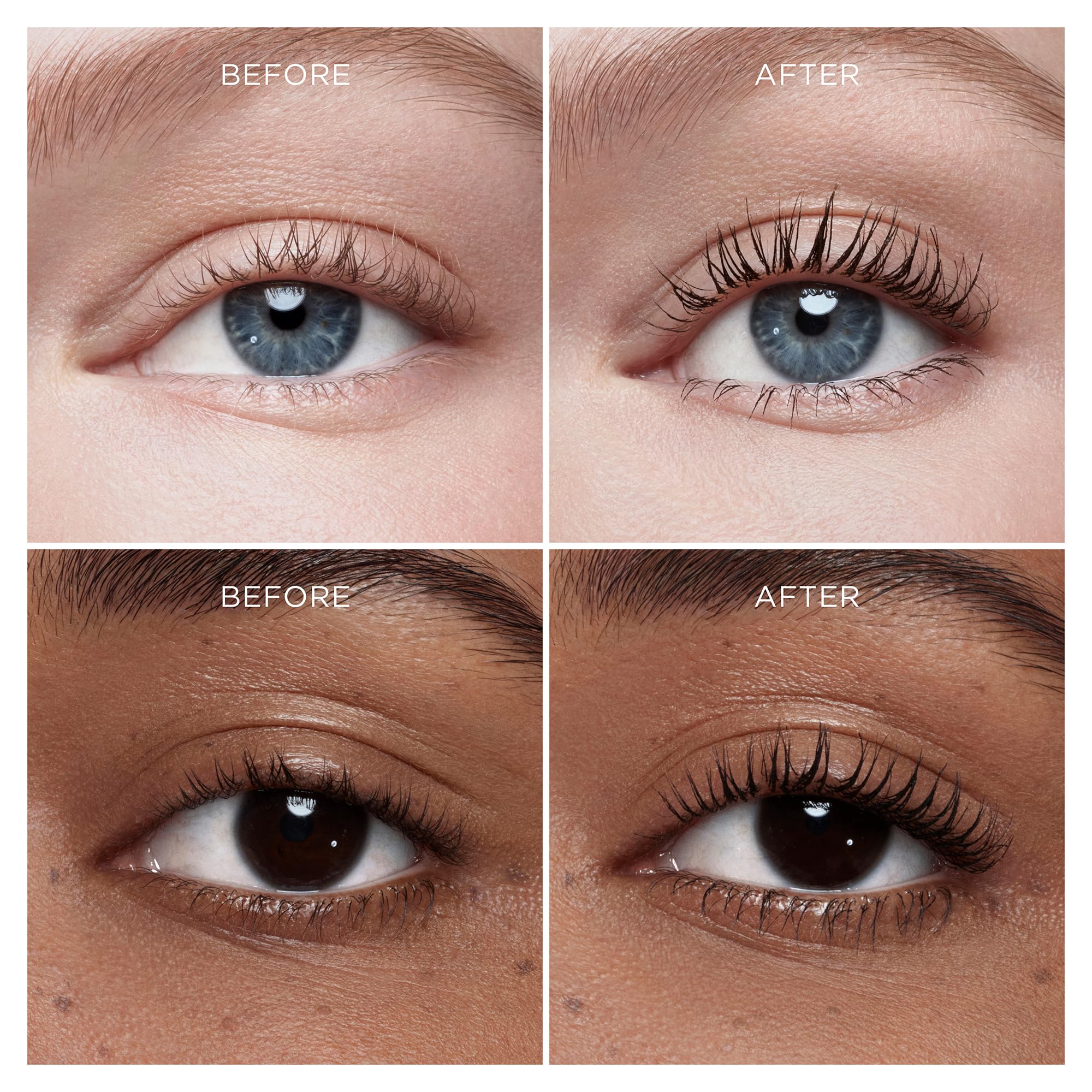 HOURGLASS Unlocked lashes before and after showing dramatic lift and extension