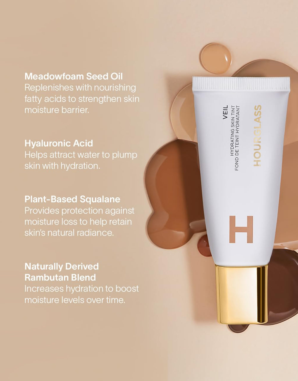 Hourglass Veil before-and-after swatch illustrating even tone and blur effect