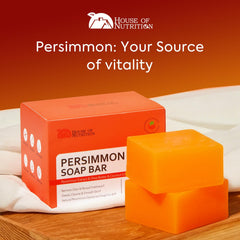 House of Nutrition persimmon soap lifestyle on bathroom counter for daily routine