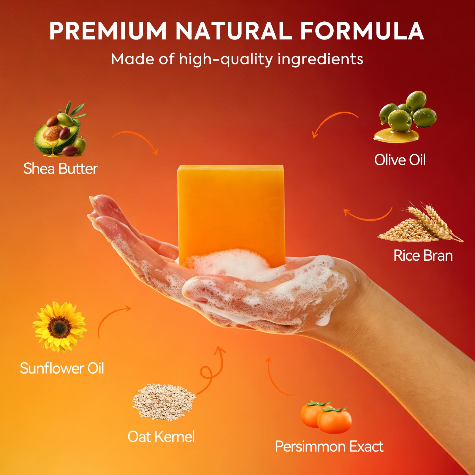 House of Nutrition persimmon soap ingredient label closeup showing persimmon extract