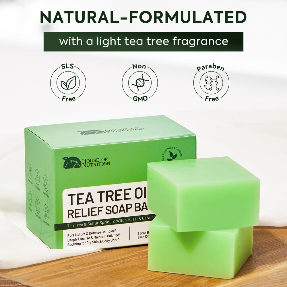 House of Nutrition soap near feet showing antifungal and odor-control benefit