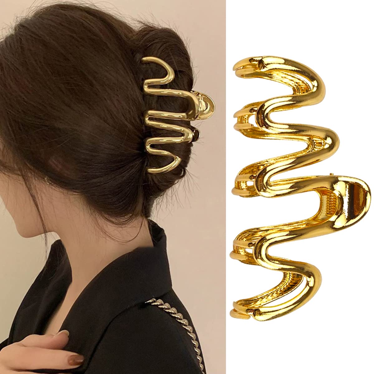 HOXIEYA snake-design clip front view showing elegant gold finish and secure hold