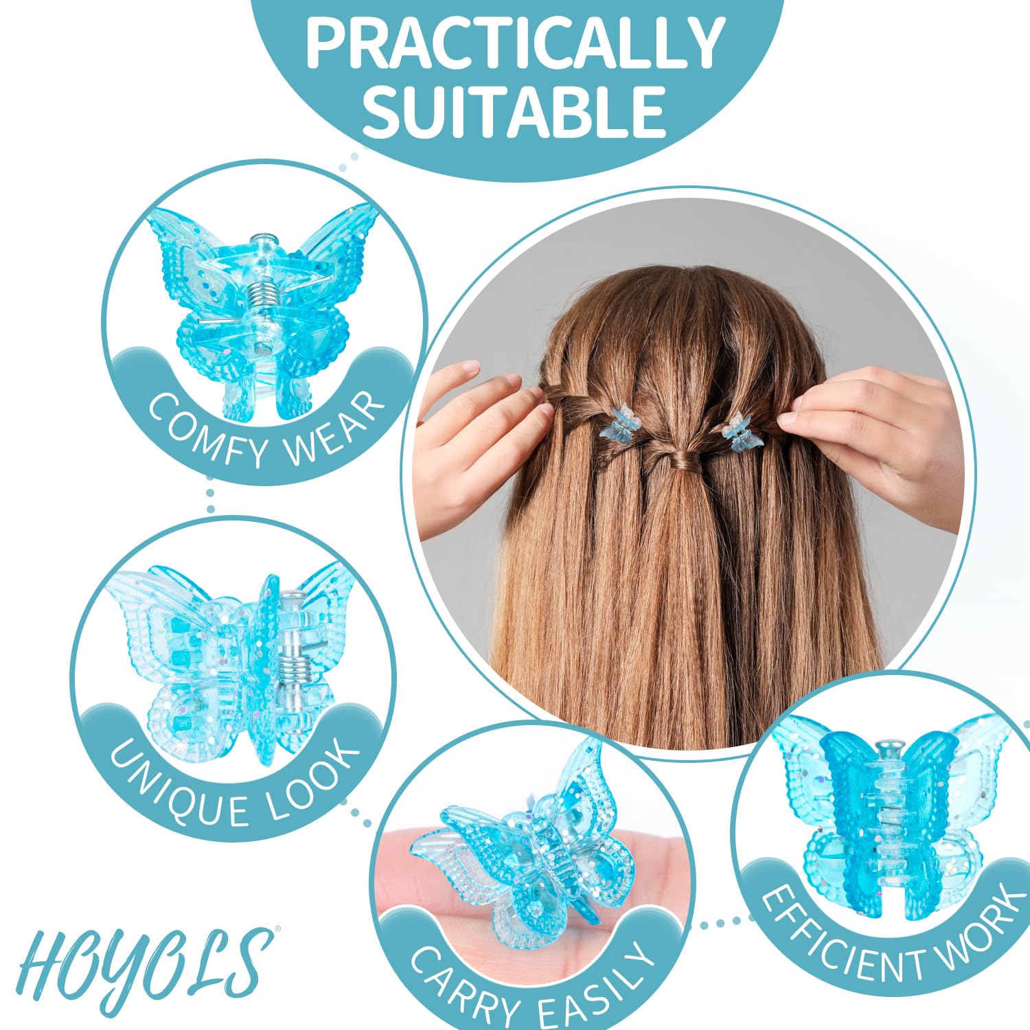 HOYOLS jaw clasp detail showing smooth edges and secure gentle hold on hair