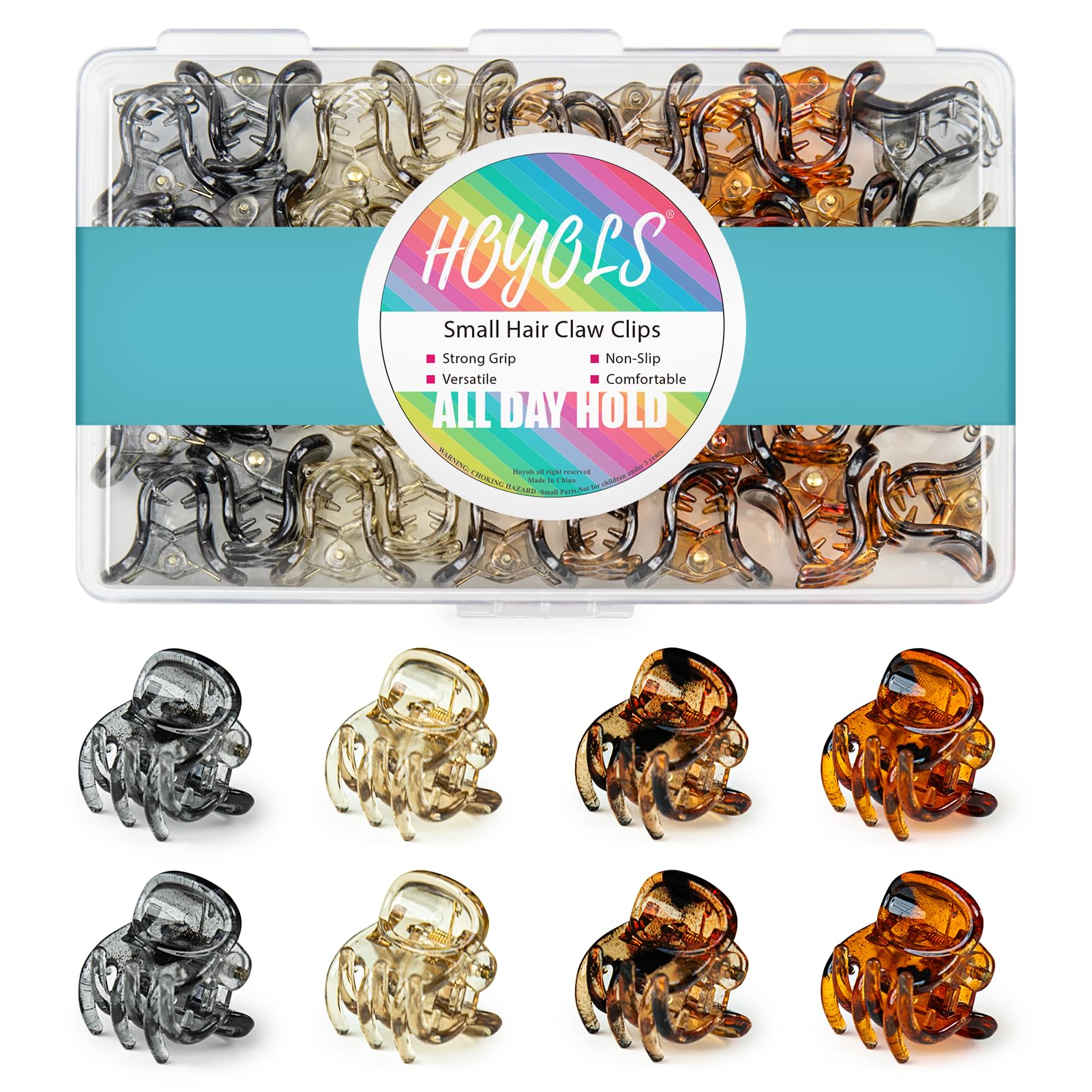 HOYOLS front pack of 36 amber glow clips showing variety and organization