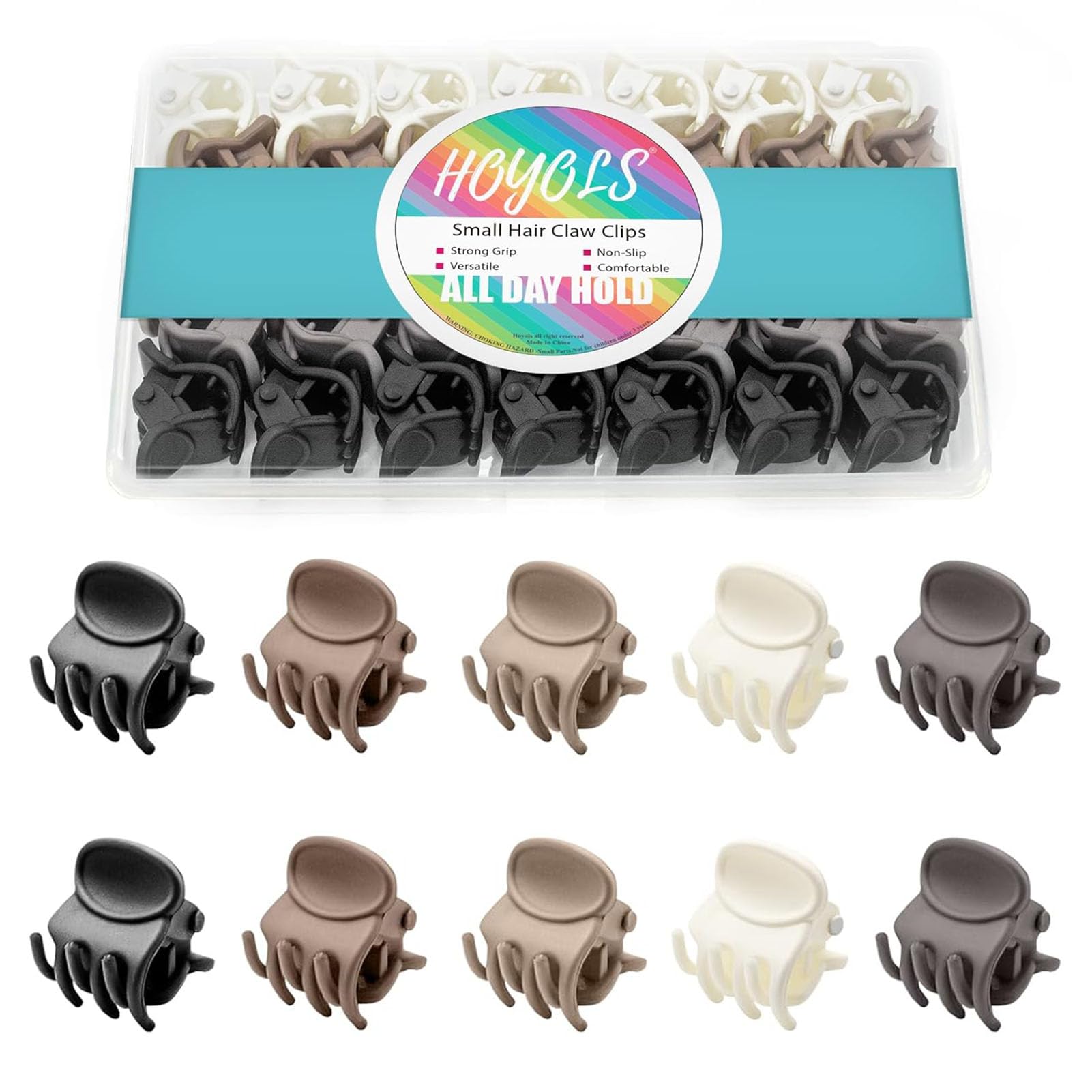 HOYOLS front view of mini clip package showing count and colors for daily styling