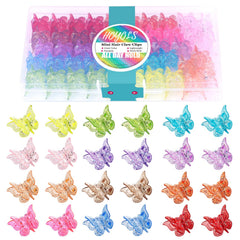 HOYOLS front pack view showing 48 glitter butterfly clips and colorful variety for styling