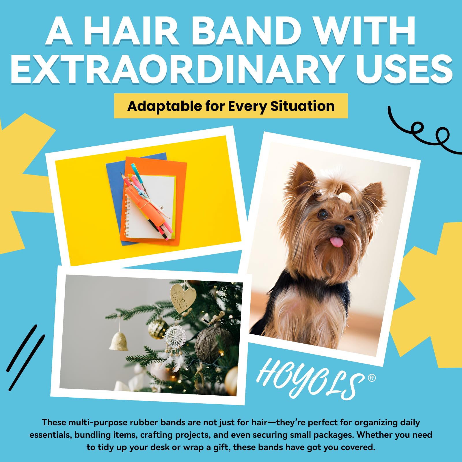 HOYOLS kids braids styled with clear bands showing tidy, low-profile look