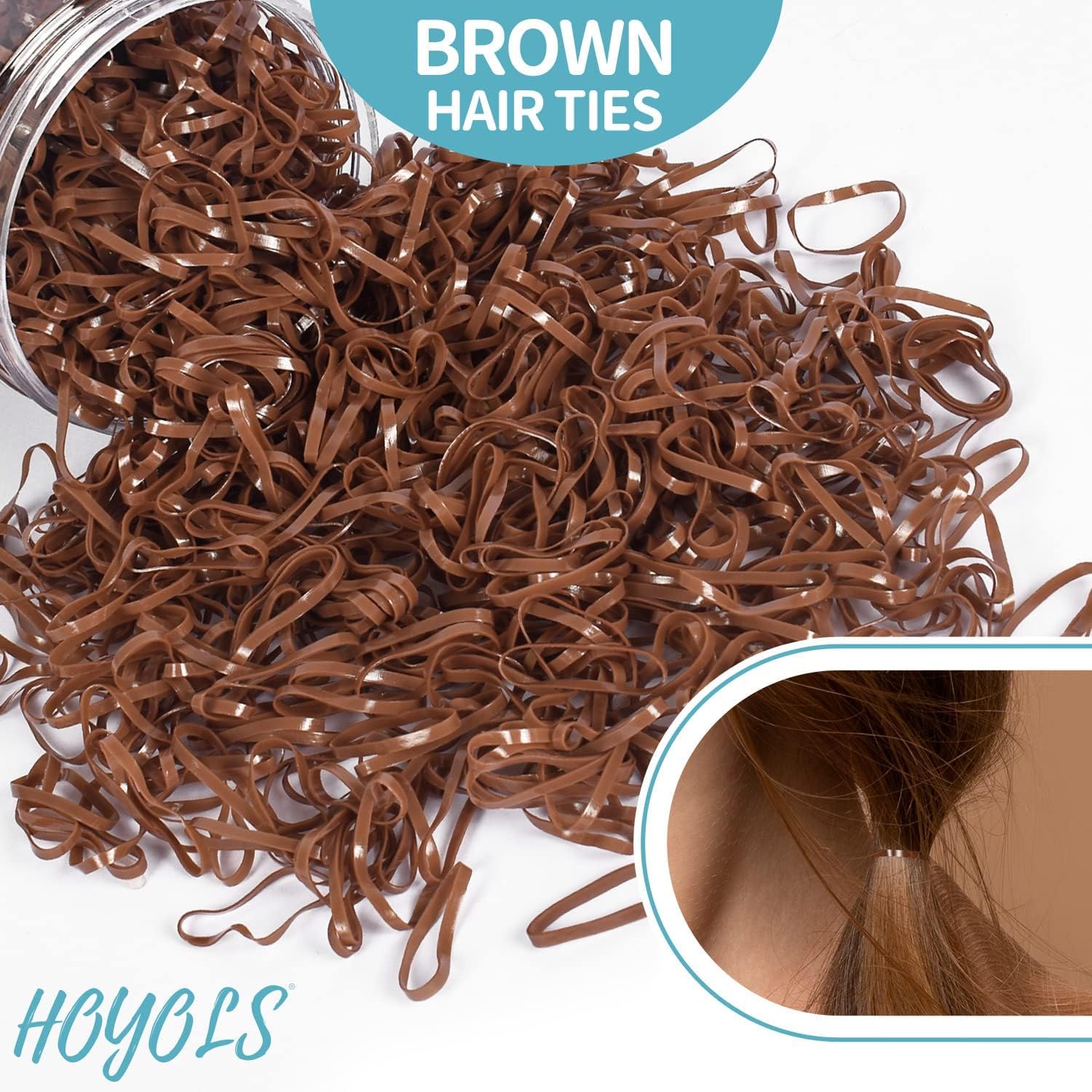 HOYOLS open container displaying volume of 1500 brown elastic bands