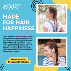 HOYOLS used in a neat ponytail illustrating secure hold without creases benefit