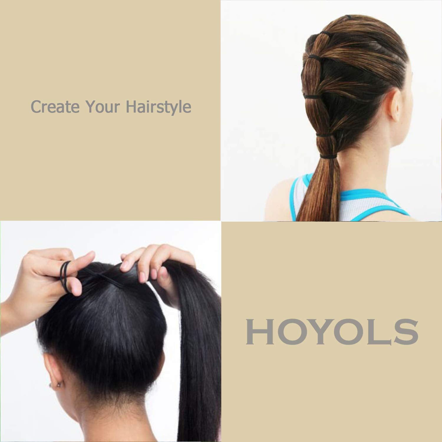 HOYOLS hair tie next to a ruler showing 1.6-inch diameter for sizing