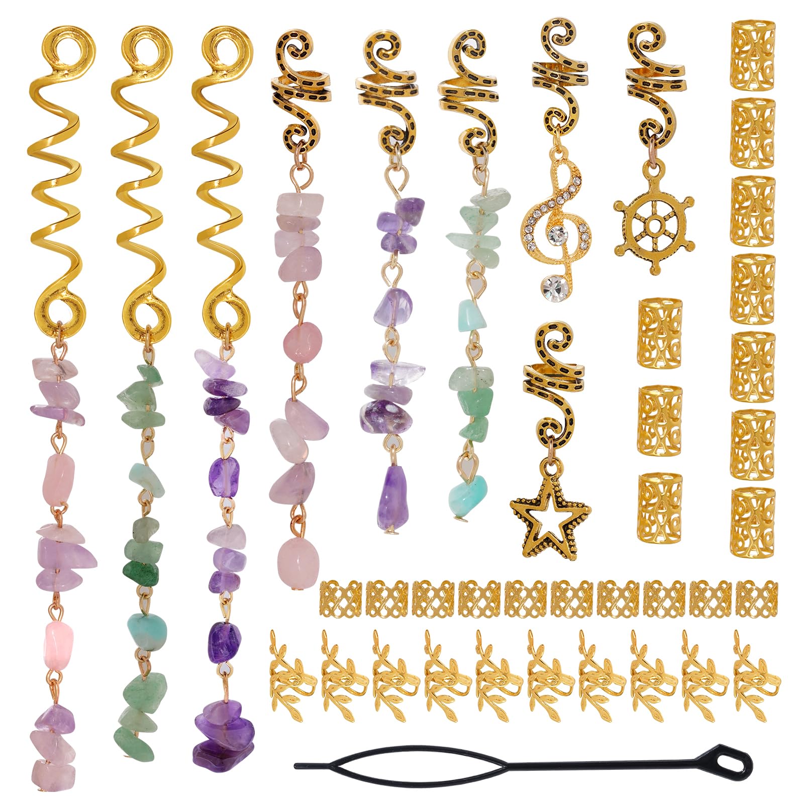 hoyuwak front packaging showing full 40-piece kit and included needle for easy styling