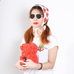 hoyuwak bandana worn by model in beige showing everyday style and secure fit