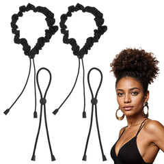 Hpmjz front packaging showing eight black satin scrunchies and value pack benefit