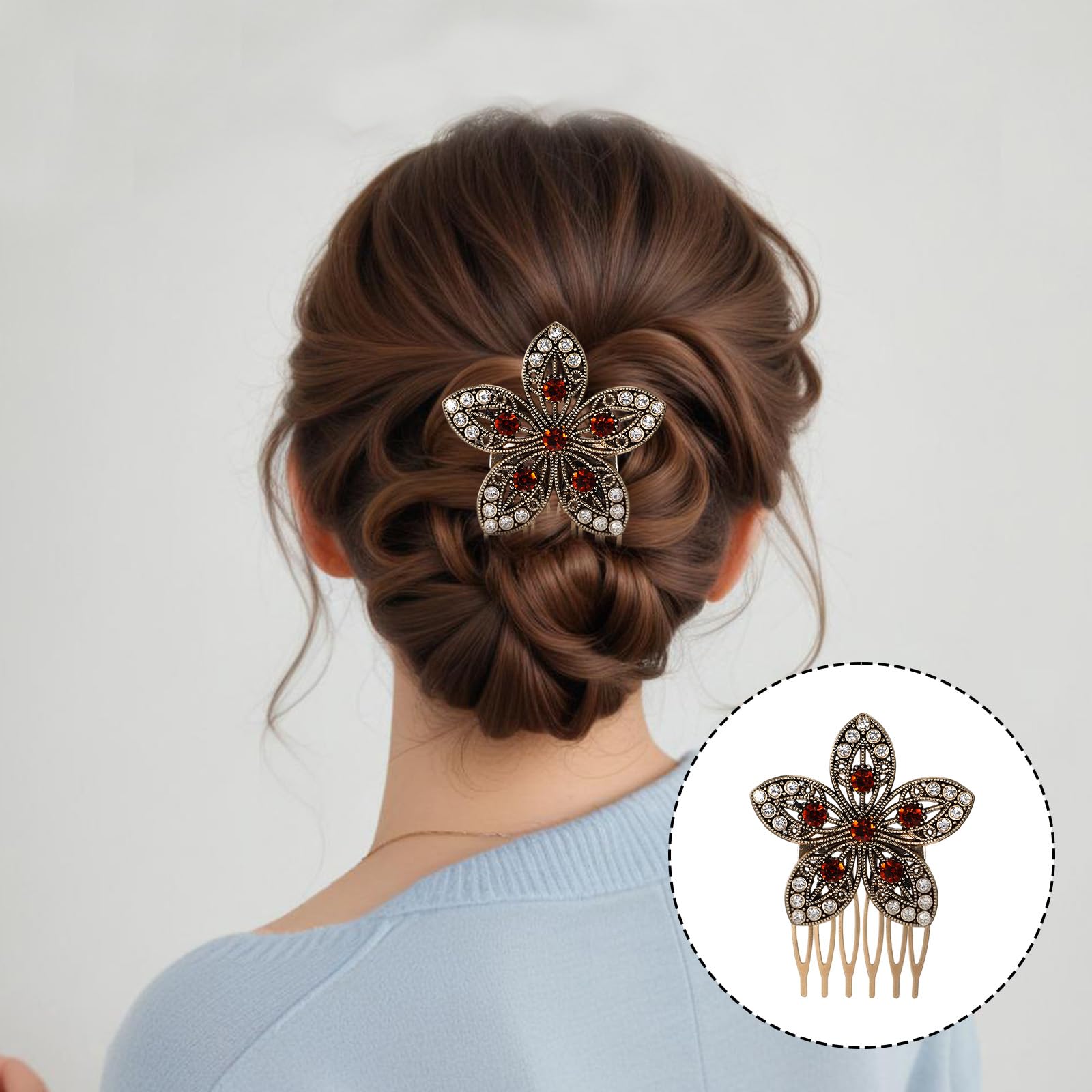 Hpmjz comb placed in a bridal updo showing secure hold and elegant look