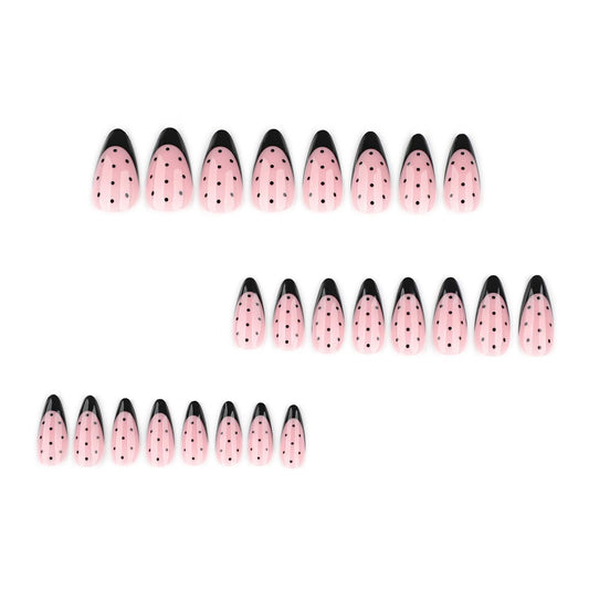 HPYFOI 24 medium almond nails spread out to show size range and easy selection benefit