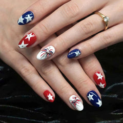 HPYFOI close-up of star and firework nail art showcasing festive detail and color
