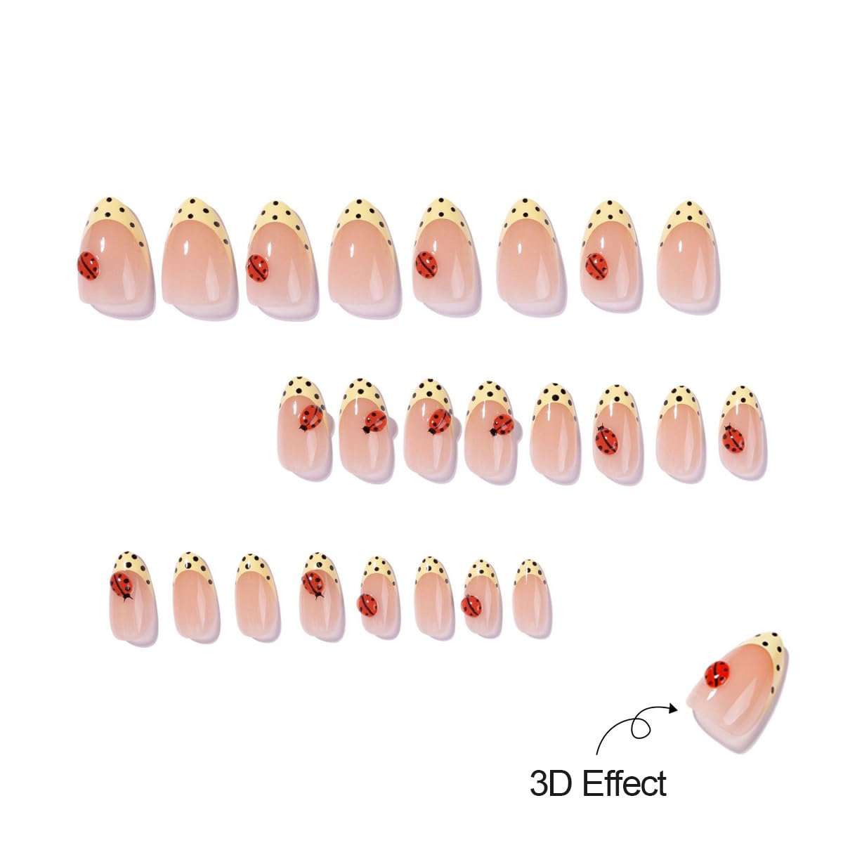 HPYFOI close-up of ladybug nail art highlighting cute detail and durable finish