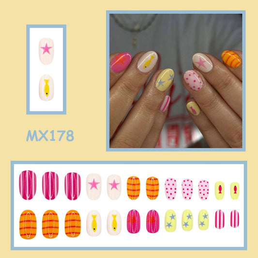HPYFOI close-up of polka dot, stripe, star and fish designs highlighting colorful detail