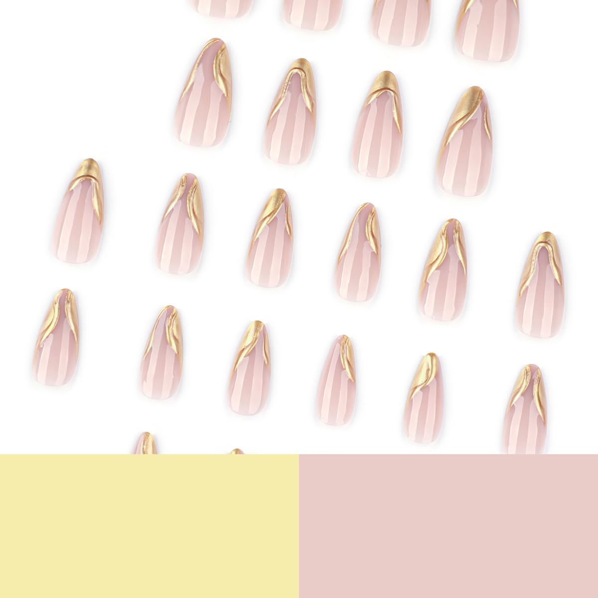 HPYFOI close-up of almond French tip texture highlighting smooth chrome finish