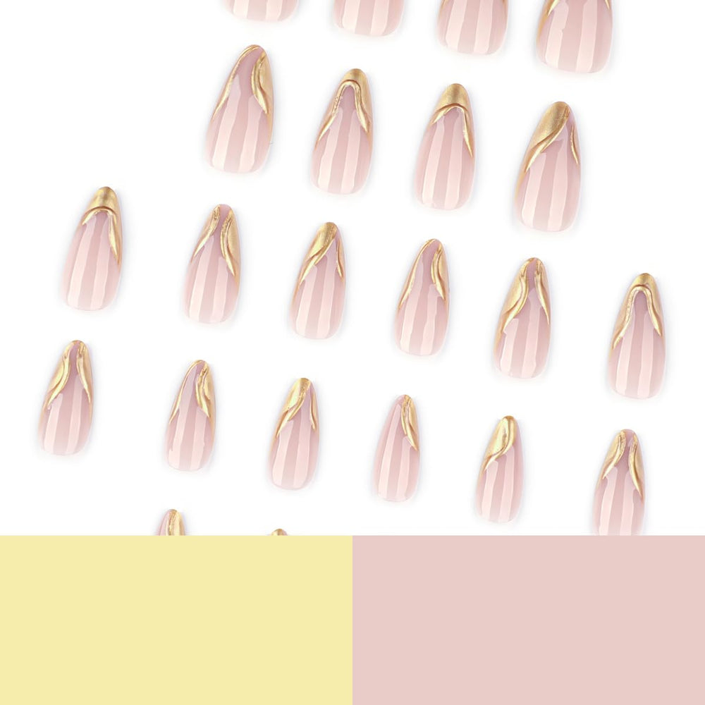 HPYFOI close-up of almond French tip texture highlighting smooth chrome finish