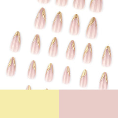 HPYFOI close-up of almond French tip texture highlighting smooth chrome finish