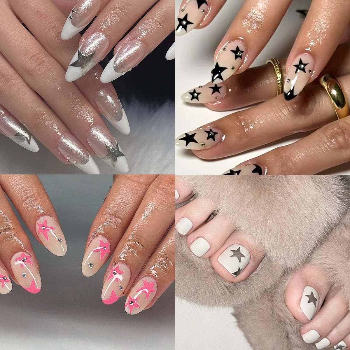 HPYFOI flatlay with tools and sheets illustrating easy at-home nail art