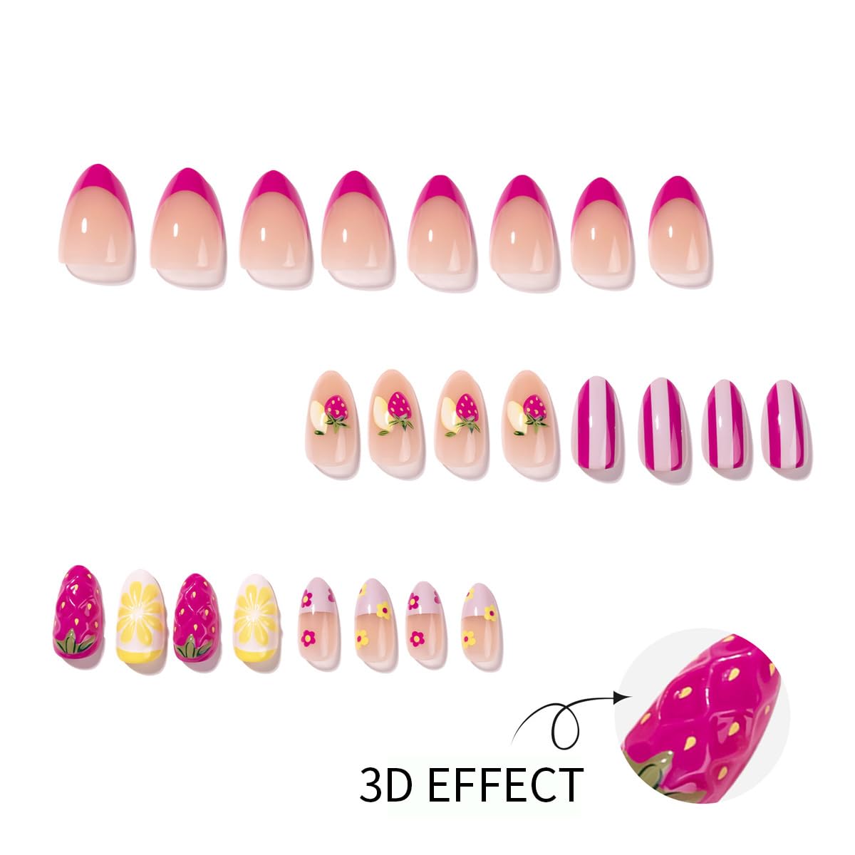 HPYFOI close-up strawberry nail showing design detail and glossy finish for photo-ready nails