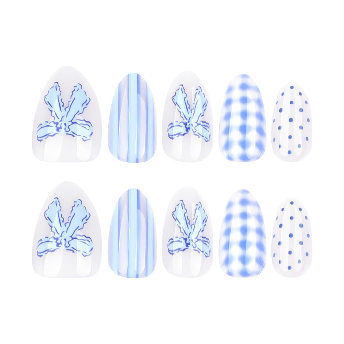 HPYFOI flatlay of 24 nails, jelly tabs, file and stick showing full kit convenience