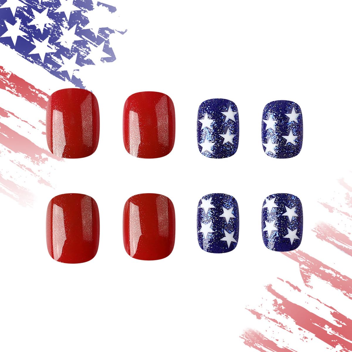 HPYFOI all 24 press-on nails and accessories laid out for quick selection