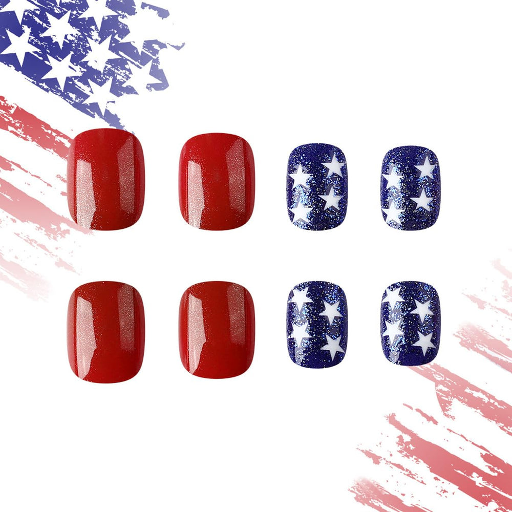 HPYFOI all 24 press-on nails and accessories laid out for quick selection