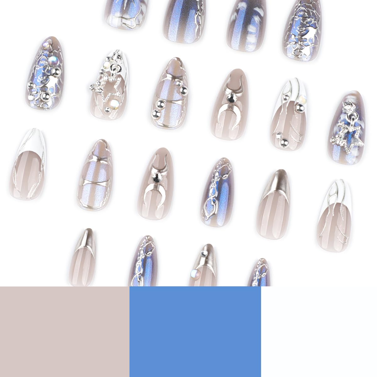HPYFOI full 24-piece nail set laid out demonstrating variety and ready-to-use