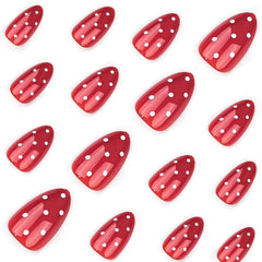HPYFOI arranged set of 24 short almond nails showing full-coverage sizes for variety