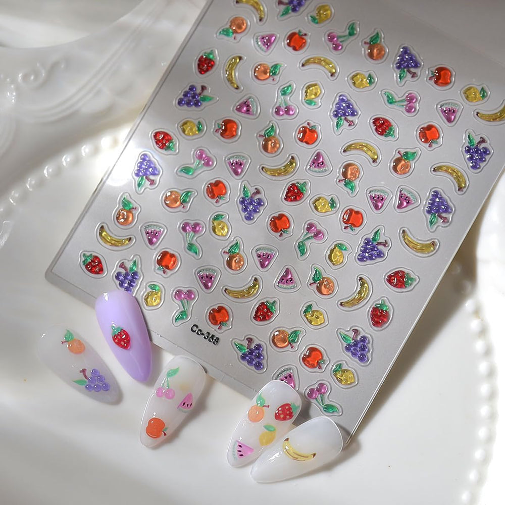 HPYFOI fruit sticker applied on nail showing playful cherry accent
