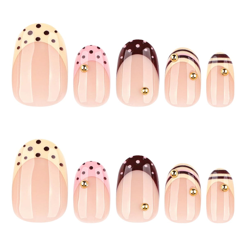 HPYFOI nails next to a coin for scale, demonstrates short length and everyday wearability