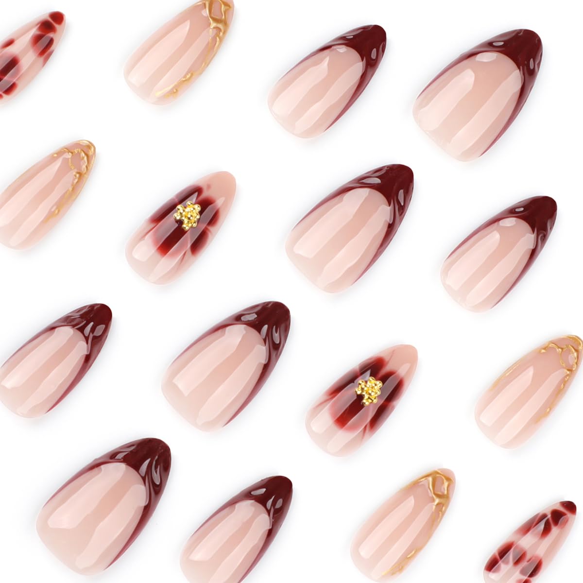 HPYFOI side profile of almond shape on fingertip, shows natural curvature comfort