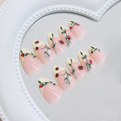 HPYFOI side profile of short almond press-on nails for natural fit