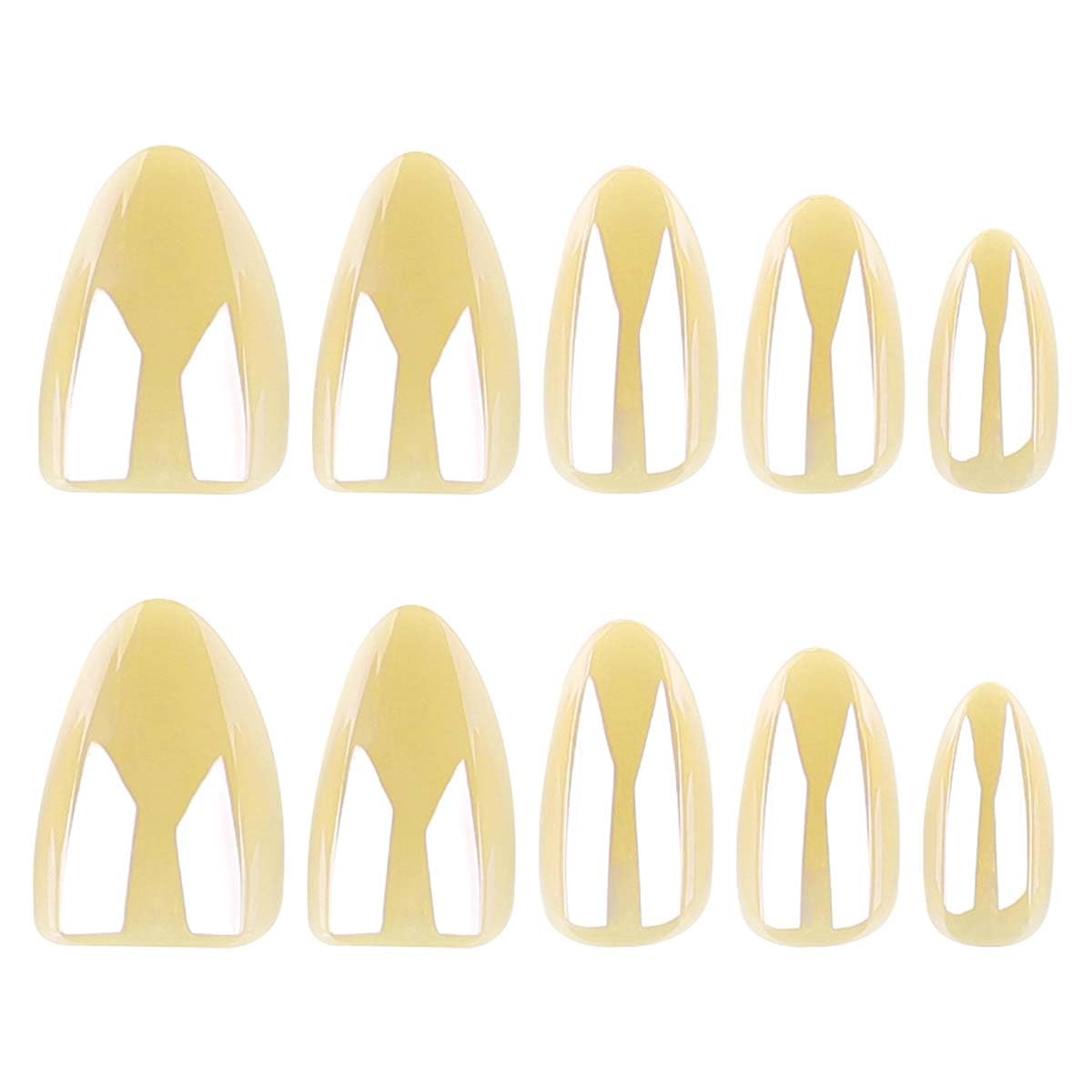 HPYFOI side profile of a short almond nail demonstrating full-cover fit advantage
