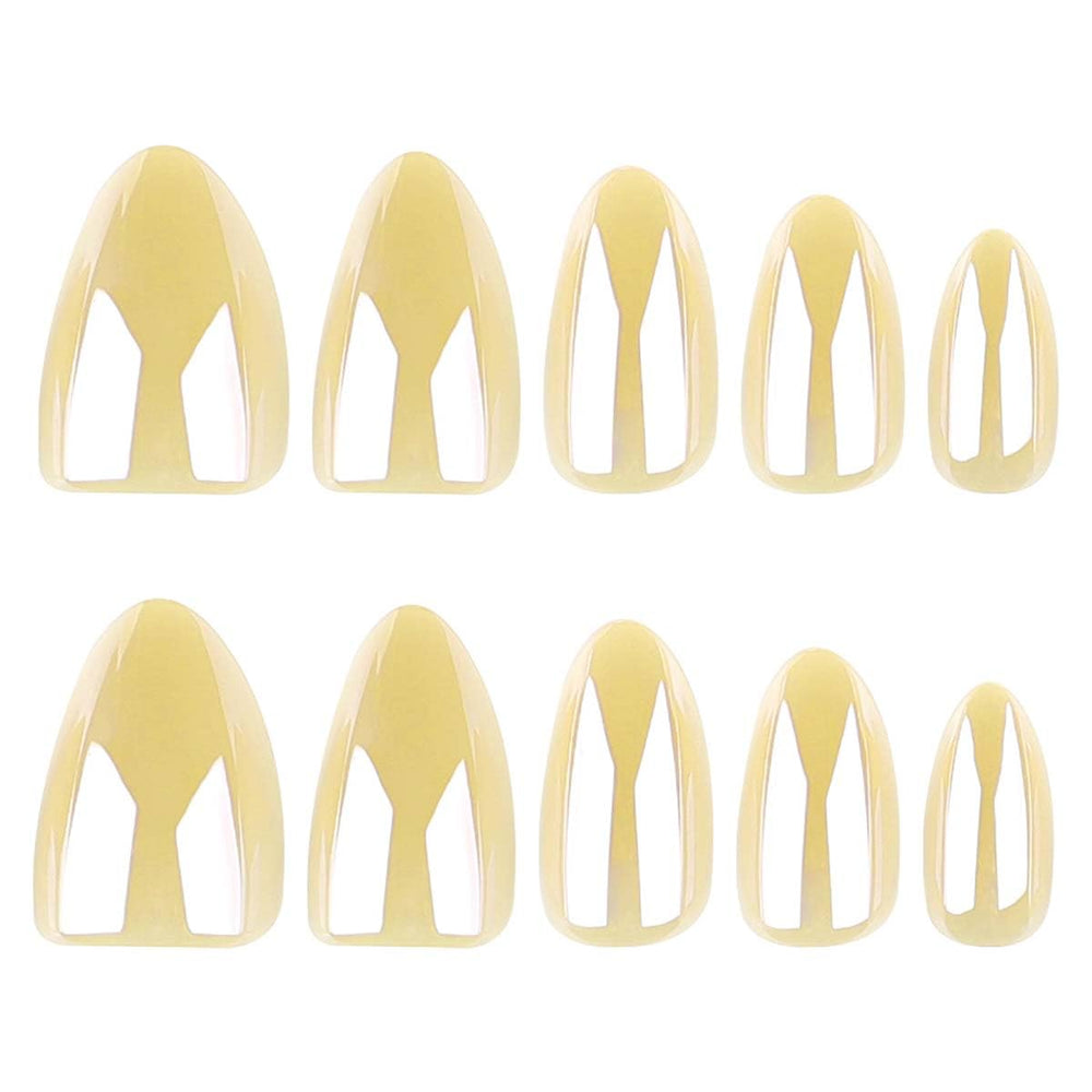 HPYFOI side profile of a short almond nail demonstrating full-cover fit advantage
