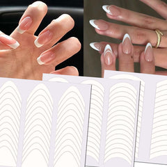 HPYFOI stickers placed over cured polish demonstrating neat French tip application
