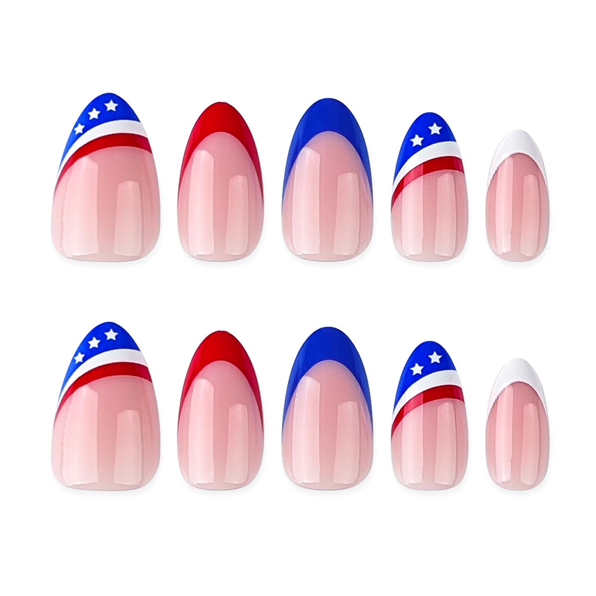 HPYFOI nails worn on hand demonstrating patriotic manicure for events