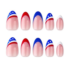 HPYFOI nails worn on hand demonstrating patriotic manicure for events