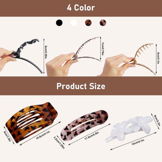 HQ-SITE close-up of matte tortoiseshell square barrette emphasizing sleek design