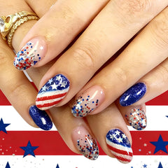Hrnsnails front packaging showing kit components and patriotic design benefit quick setup