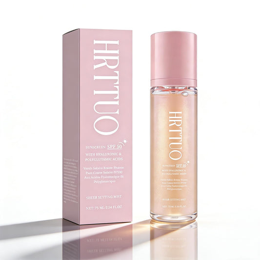 HRTTUO front packaging showing SPF 50 protection and glow