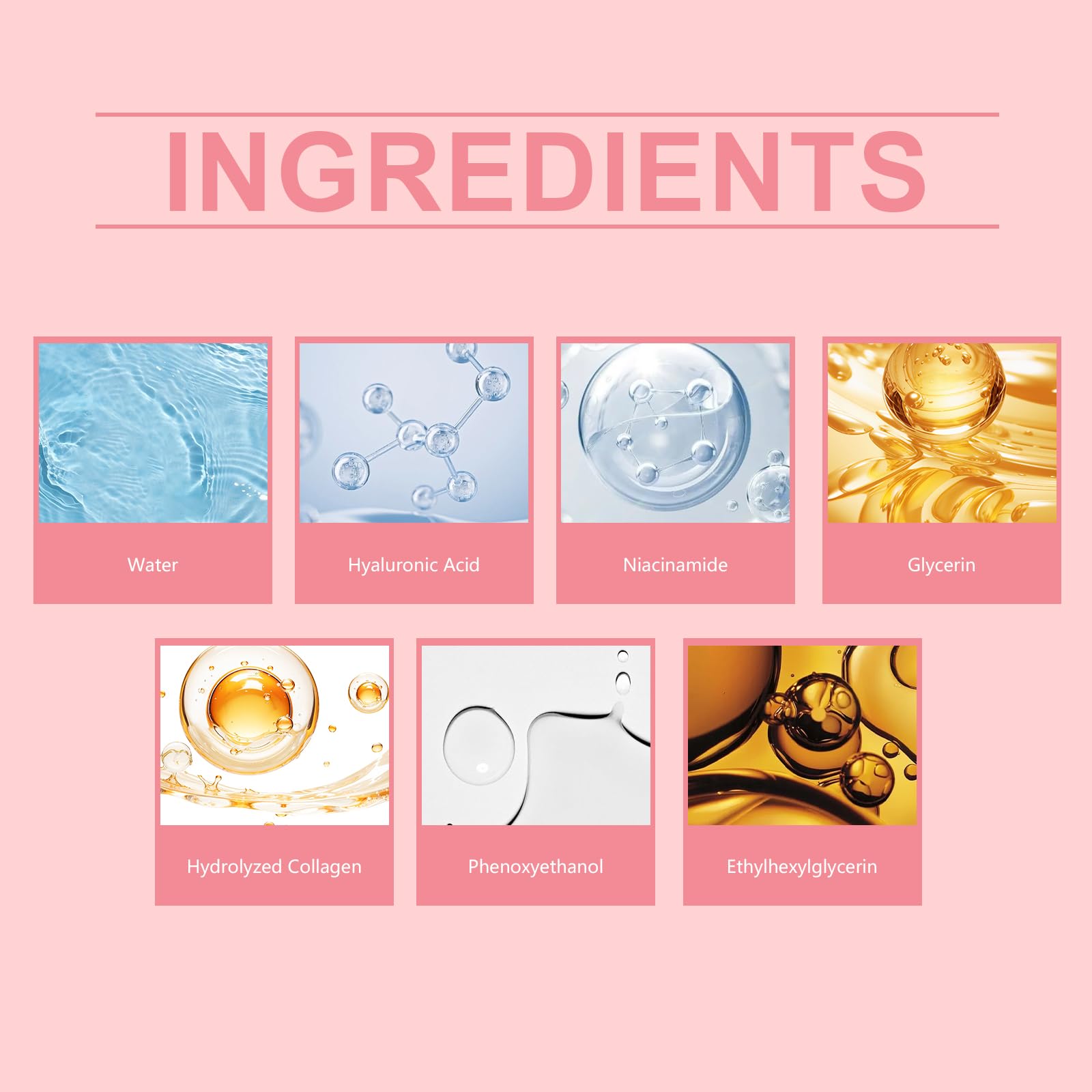 hsdtas Finones ingredient label closeup listing hyaluronic acid niacinamide collagen benefits