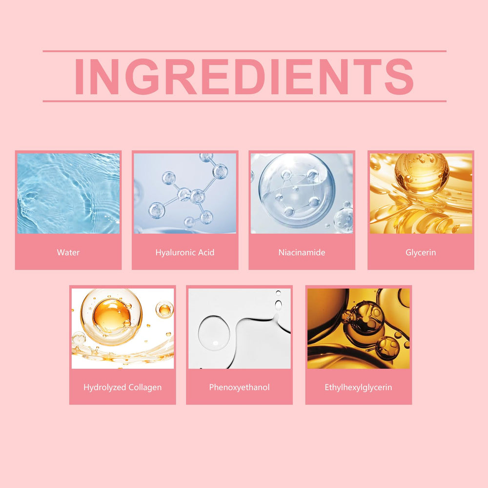 hsdtas Finones ingredient label closeup listing hyaluronic acid niacinamide collagen benefits