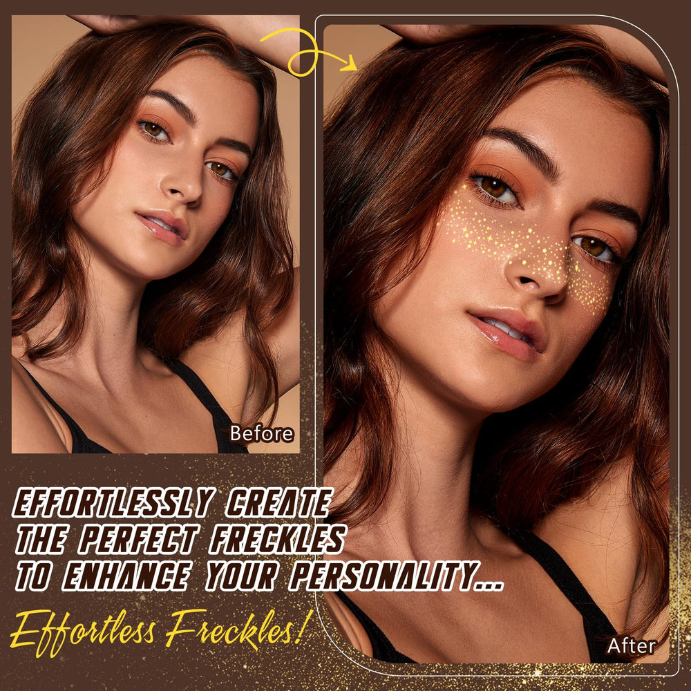 Close detail of HSEM freckles along the nose bridge emphasizing natural-looking sparkle