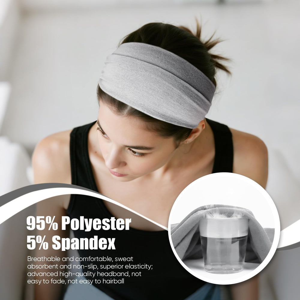 HSEM headband worn during workout showing secure fit and sweat control benefit