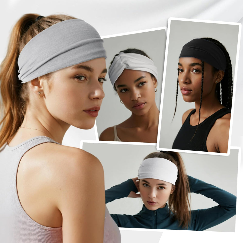 HSEM headband in bathroom spa setting showing hands-free skincare convenience